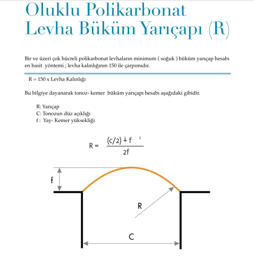 polikarbon büküm yarıçap hesaplama